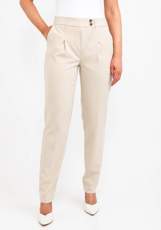 b.young Pleat Leg Trousers, Stone Trousers Essential Wardrobe