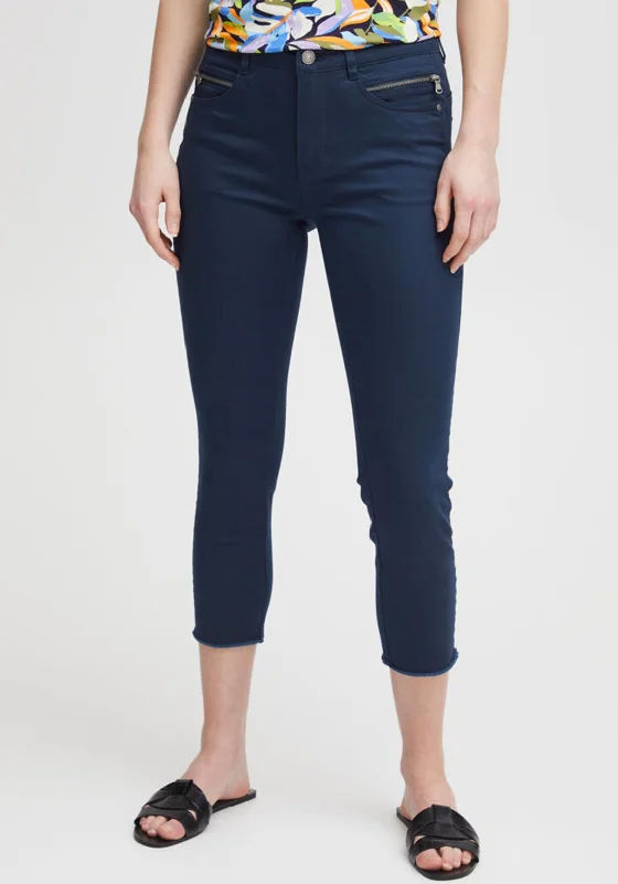 Fransa Max Tessa Skinny Crop Trouser, Navy Trousers Versatile Stylish