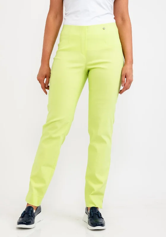 Robell Marie Full Length Slim Leg Trousers, Lime Trousers Evening Elegant