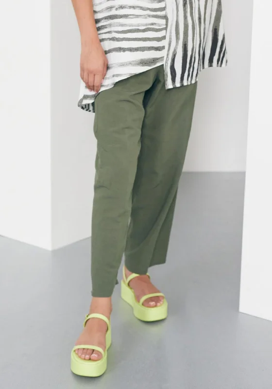 Naya Linen Look Casual Trousers, Khaki Trousers stylish modern