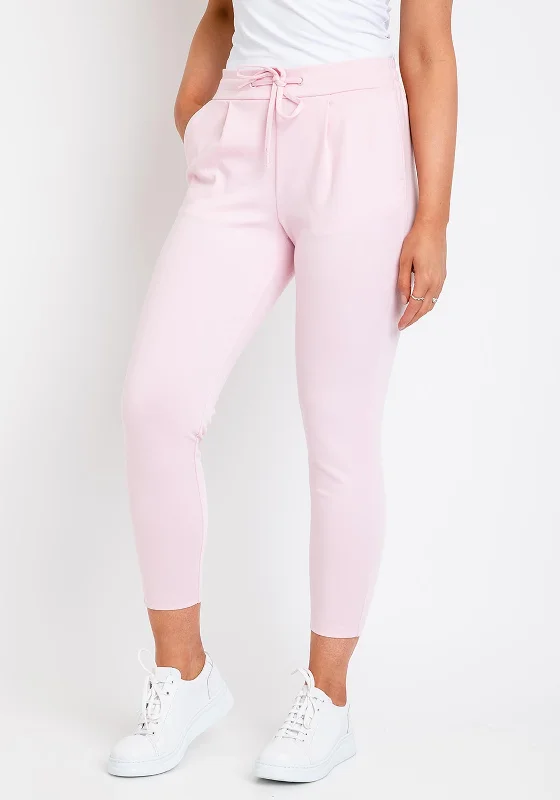 Ichi Kate Cropped Jogger Trousers, Baby Pink Trousers trendy modern