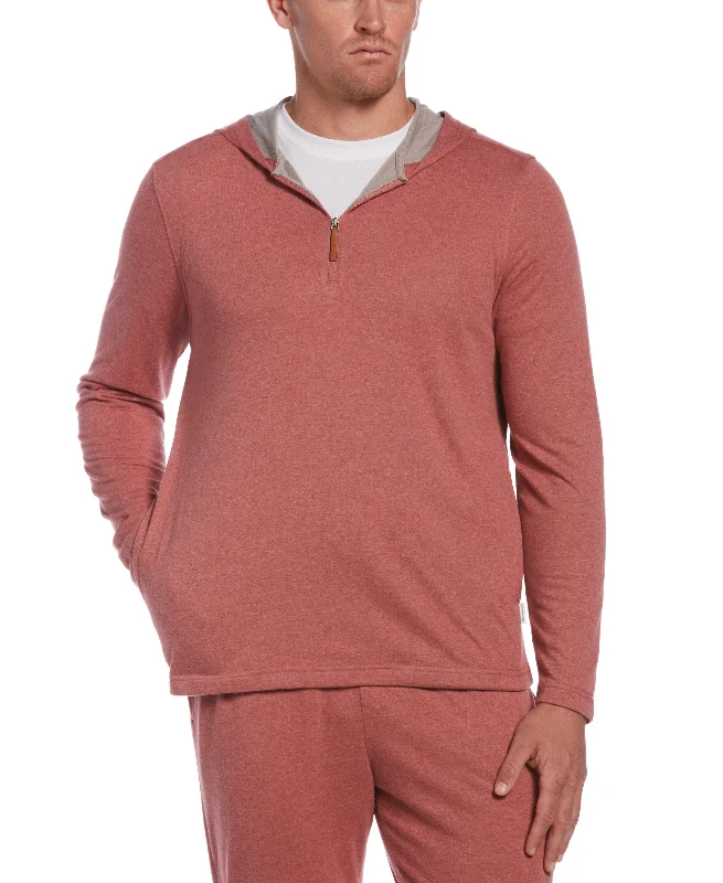 1/4 Zip Heather Knit Hoodie Hoodie Crop Top Short Trendy