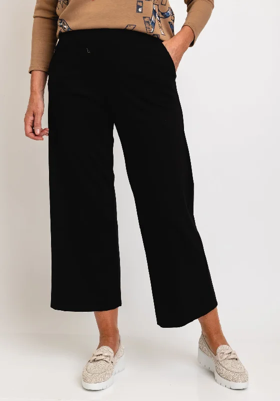 Naya High Waist Wide Leg Cropped Trouser, Black Trousers Velvet Soft