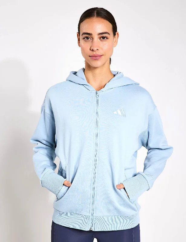 ALL SZN Fleece Full-Zip Hoodie - Wonder Blue Hoodie with Hem Drawcord Adjustable Customizable