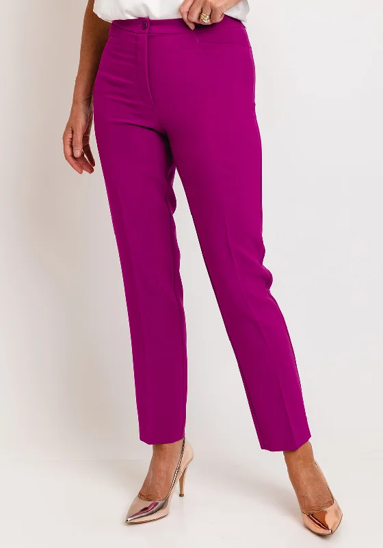 Avalon Penny Slim Leg Trousers, Magenta Trousers Flared Retro