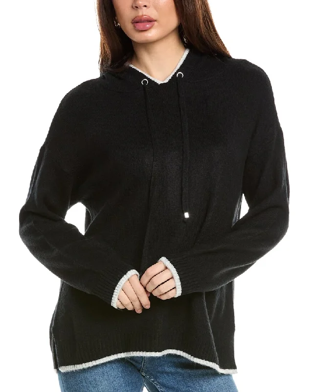 Vince Camuto Tipped Hoodie Hoodie with Half-Zip Sporty Casual