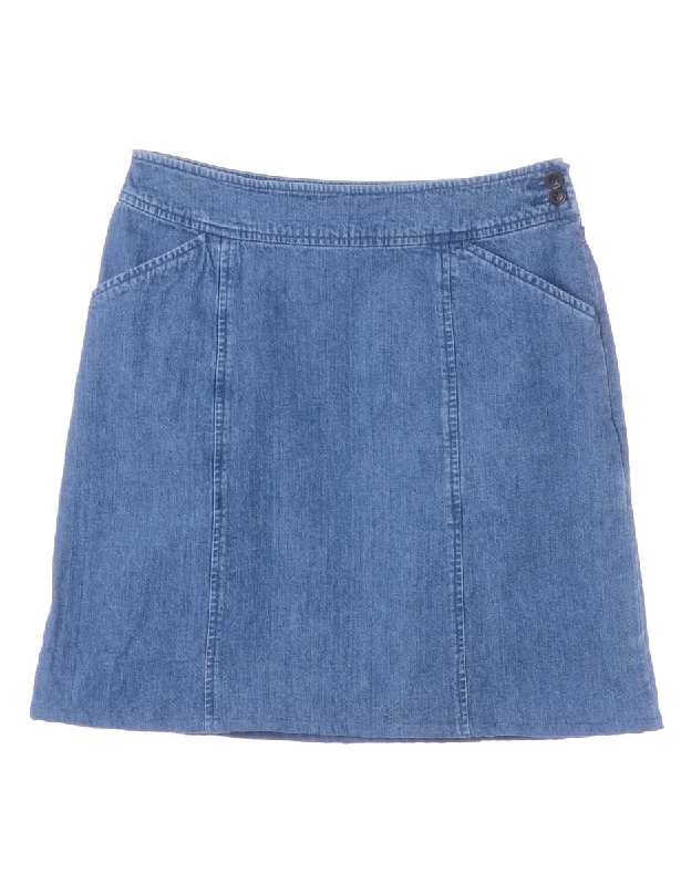 Label Short Denim Skirt ribbed skirt waist