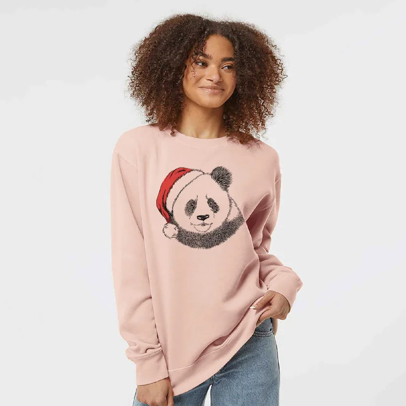 Santa Po the Panda - Unisex Pigment Dyed Crew Sweatshirt Hoodie with Patch Decorative Personalized