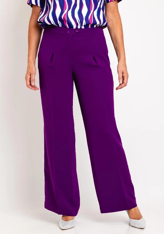 Eva Kayan Mid Rise Wide Leg Trouser, Purple Trousers cozy soft