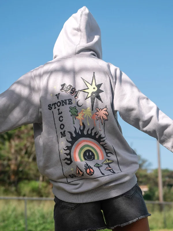 Truly Stoked Boyfriend Pullover Sweatshirt - Moonbeam Hoodie with High-Low Hem Asymmetrical Trendy