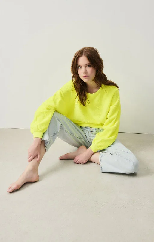 Sweatshirt Boby03af Jaune-Fluo Hoodie with Stripes Bold Sporty