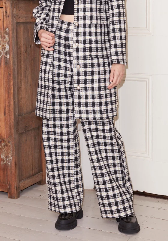 Jovonna Natali Tweed Check Trousers, Black Multi Trousers Brand Named