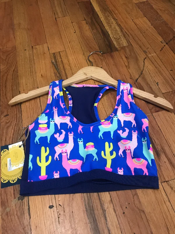 Llama Racerback Crop Top Elasticated Padded Insulated