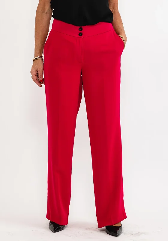 Eva Kayan Straight Leg Tailored Trousers, Magenta Trousers Summer Linen