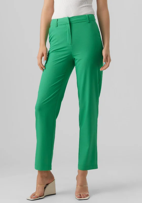 Vero Moda Zelda Straight Leg Trousers, Bright Green Trousers Polka Dot Cute