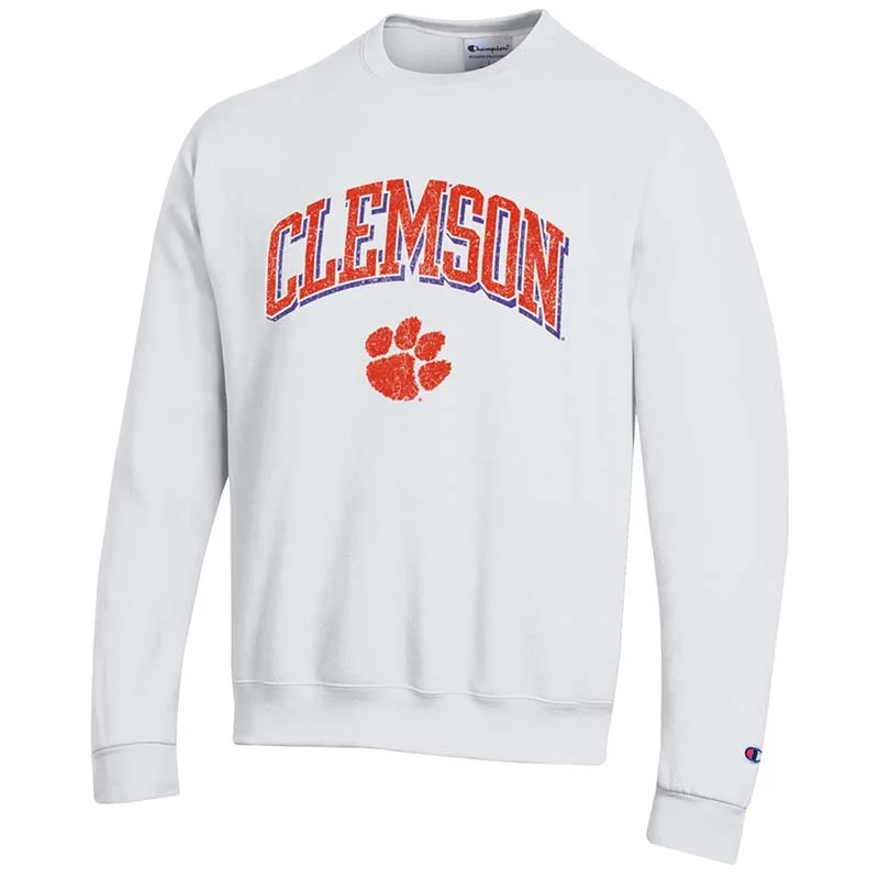 Clemson Paw Crewneck Sweatshirt Hoodie with Hem Lace Feminine Delicate