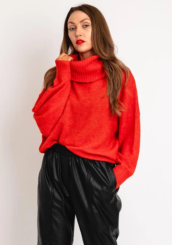 Ichi Kamara Knit Sweater, Orange Velvet Chenille Corduroy