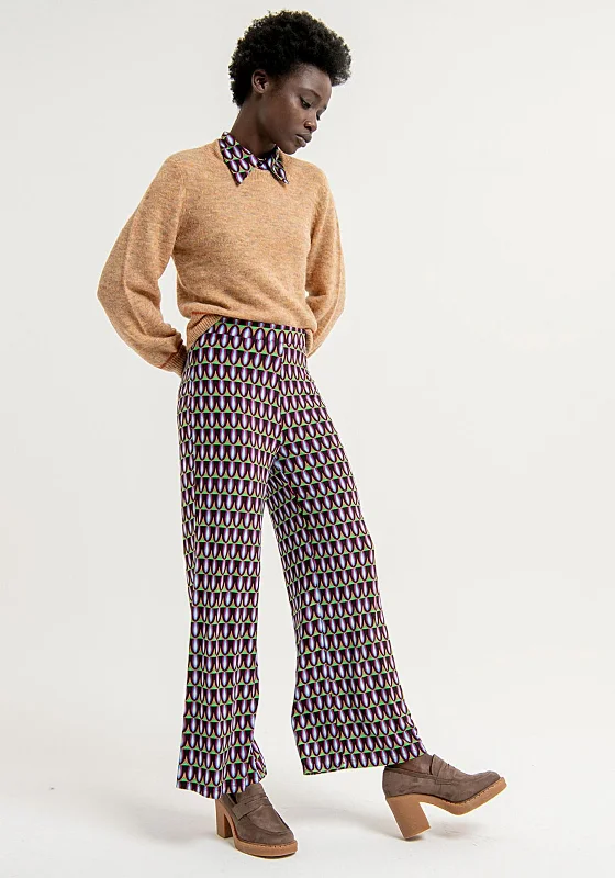 Surkana Wide Leg Unique Print Trouser, Multi Trousers sophisticated sleek