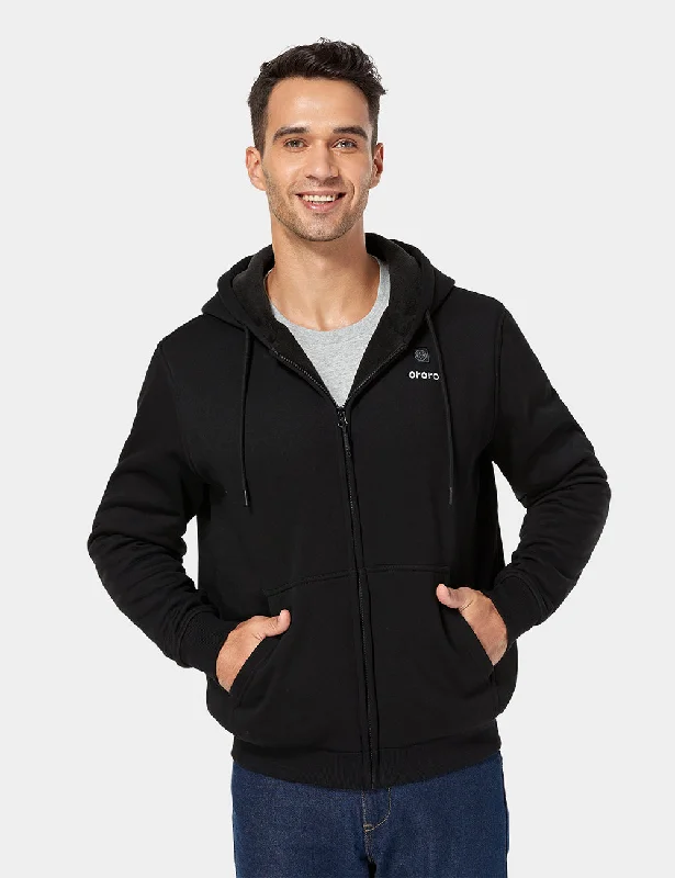 Unisex Heated Fleece Hoodie - Black Hoodie with Belted Waist Structured Tailored