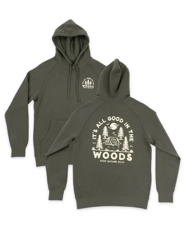 Good in the Woods Unisex Hoodie | Olive Graphic Hoodie Design Print