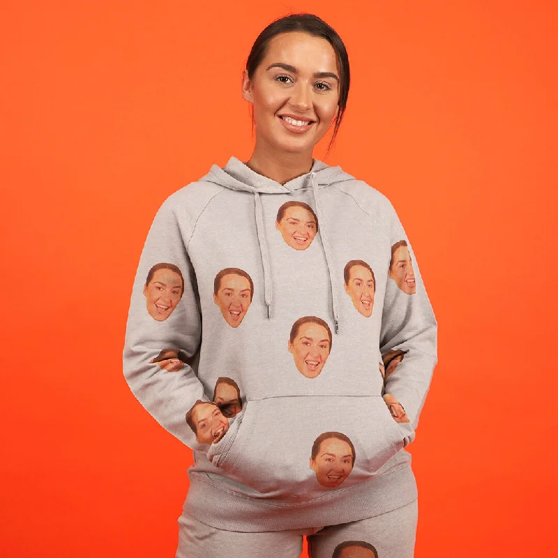 Face Hoodie Hoodie with Mock Neck Collared Structured