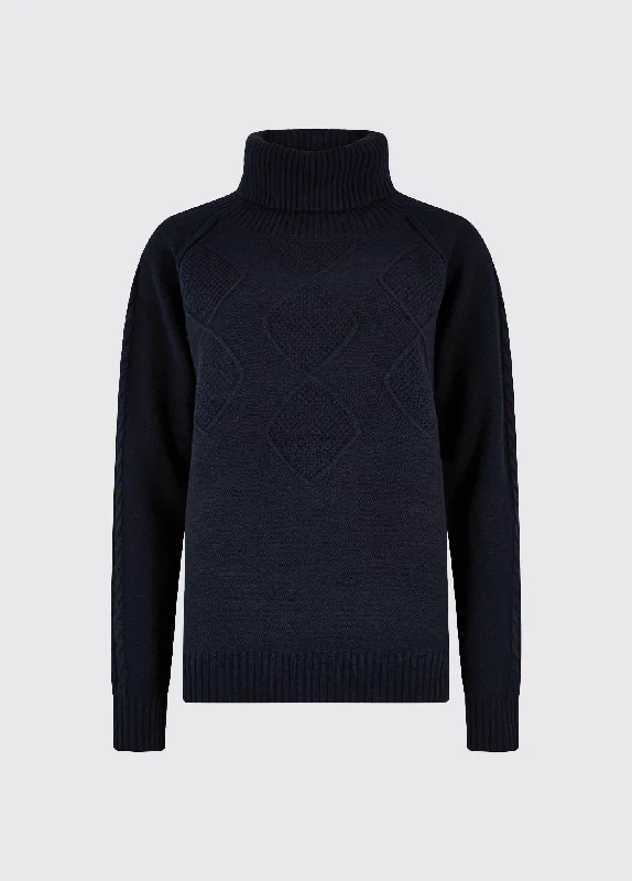 Belleek Chunky Roll Neck Sweater - Navy Anti-Pilling Anti-Shrink Durable