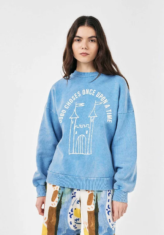 Sweatshirt Faraway 224ad018 451-Light-Blue Hoodie with Typography Text Message