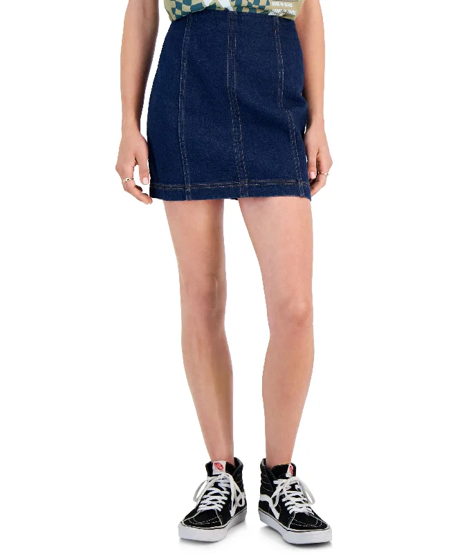 Juniors' Seamed Mini Skirt elastic waist skirt