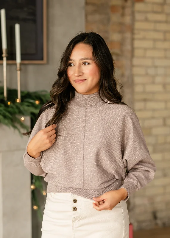 Eartha Mockneck 3/4 Sleeve Sweater Embroidered Appliqued Beaded