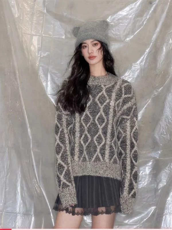 Twisted Flower Round Neck Sweater【s0000005620】 Stylish Fashionable Trendy