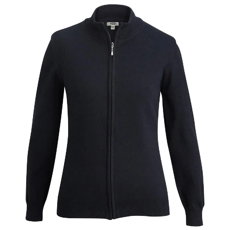Edwards Women's Navy Full-Zip Cotton Cardigan Thin Thick Dense