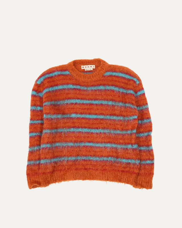 Striped Mohair Blend Sweater Mesh Sweater Canvas Denim