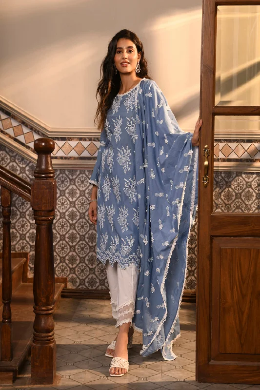 Anisa Kurta with Round Hem Organza PAnel Pants Discount Cotton,