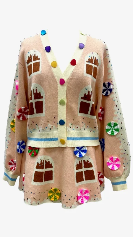 Entire Gingerbread House Cardigan | Queen of Sparkles Toggled Drawstring Belted