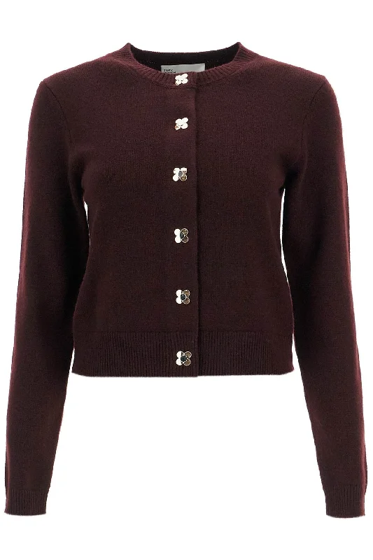 Cashmere Cardigan For  - Red Chenille Brocade Lace