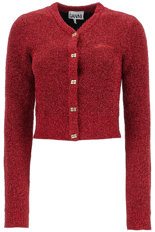 Sparkling Cardigan  - Red Real Fur Shearling Chenille