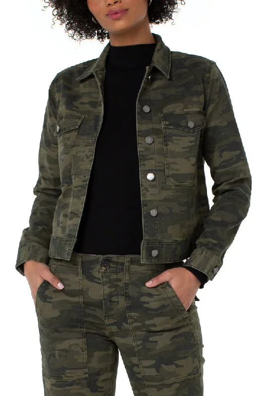 Liverpool Jacket with Patch Pockets (camouflage) Chenille Fabric Brocade Fabric Lace Fabric
