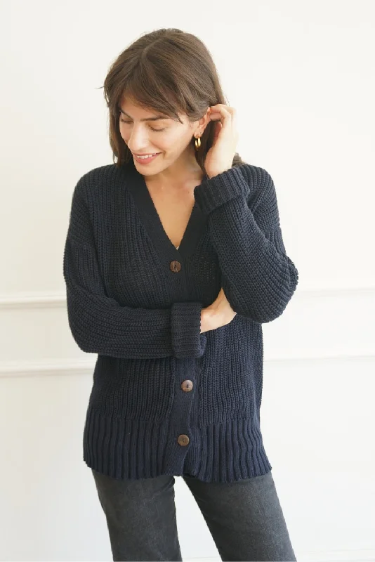 Emily Cardigan (Midnight Navy) Thin Thick Dense