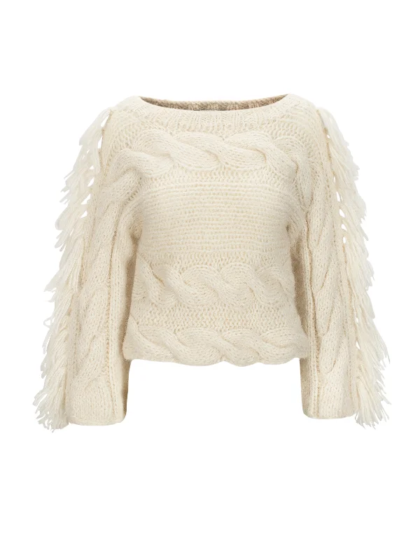 If I Can't Have You Sweater - Off White Sequined Glittery Shiny