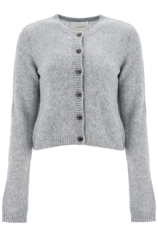 Felicia Silk And Cashmere Cardigan  - Grey Boxy Cardigan Fitted Cardigan A-Line