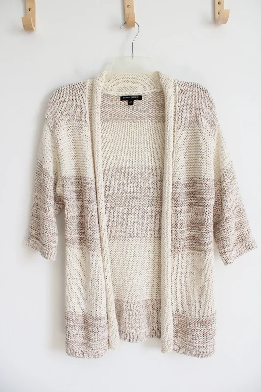 Banana Republic Cream & Brown Knit Cardigan | XS Cardigan Knitwear Sweater