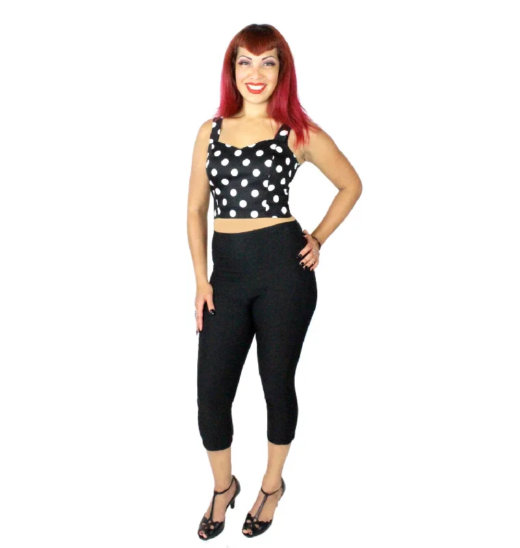 Black High Waisted Capri Pants #CP-B511 Leggings Free Shipping,