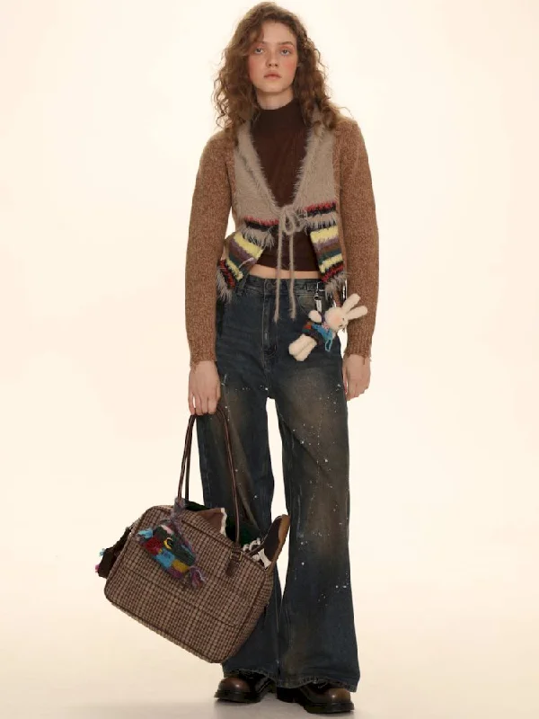 Mixed yarn interweaving stripes sweater【s0000006008】 Sequined Glittery Shiny