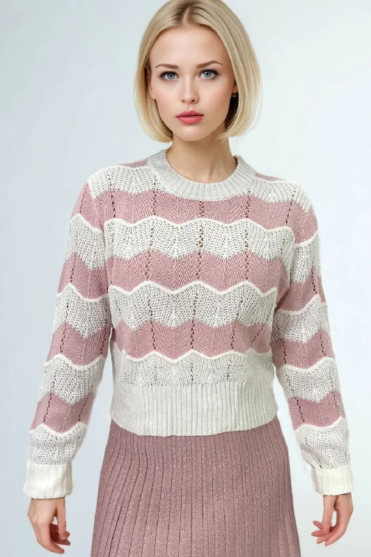 H5836 STRIPED PULLOVER SWEATER Elasticated Padded Insulated