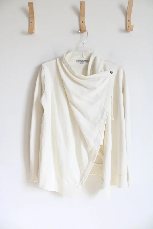 NEW All Saints Cream Ivy Drape Cardigan | S Satin Fabric Silk Fabric Chiffon Fabric