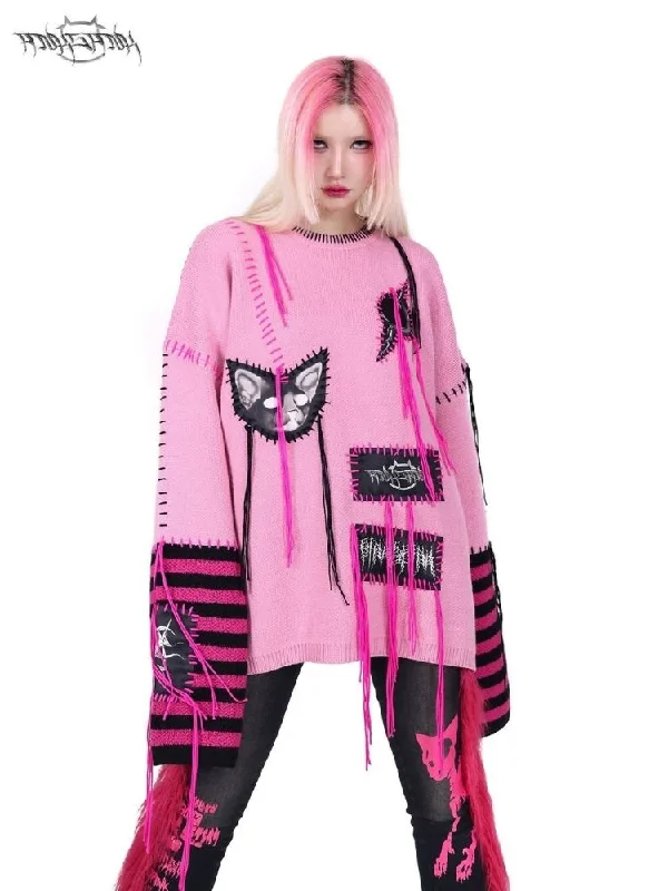 Street Y2K Striped Sweater【s0000006133】 Neon Metallic Matte
