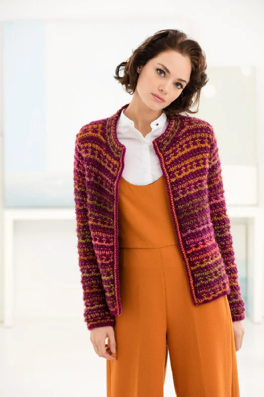 Slip Stitch Cardigan (Knit) Asymmetrical,ymmetric Pencil Cardigan