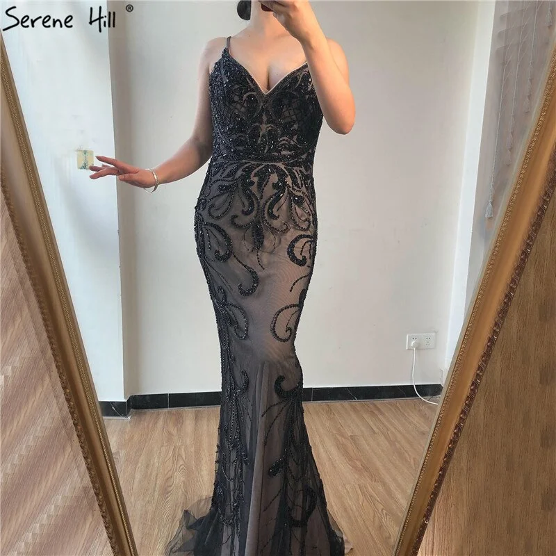 Dubai Black V-Neck Sexy Luxury Evening Dress 2024 Sleeveless Mermaid Diamond Beading Evening Dress Real Photo LA70175 Dubai Black V-Neck Sexy Luxury Evening Dress 2024 Sleeveless Mermaid Diamond Beading Evening Dress Real Photo LA70175