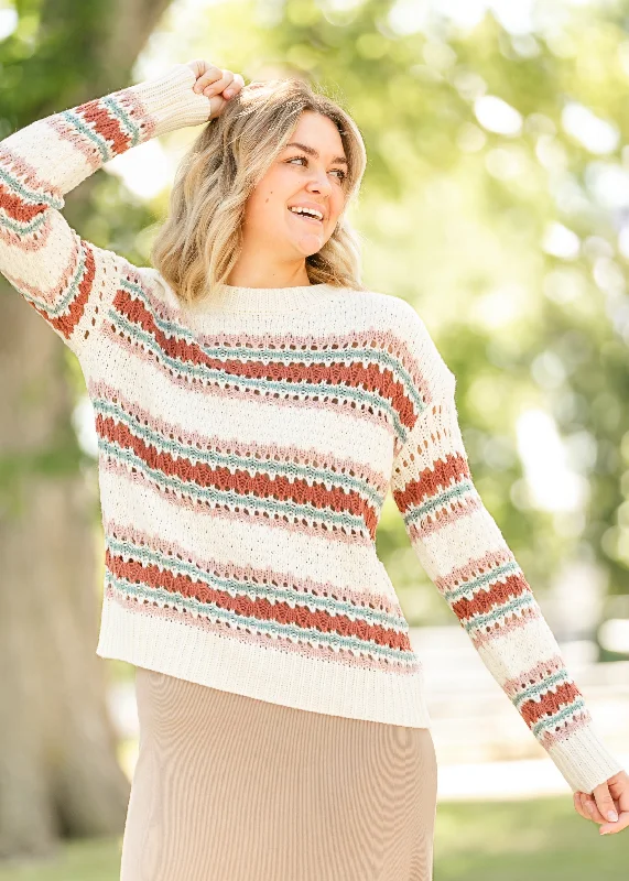 Crewneck Textured Color Block Sweater - FINAL SALE Boxy Sweater Fitted Sweater A-Line