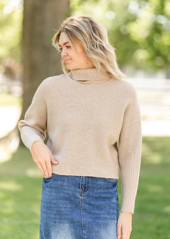 Turtleneck Dolman Sleeve Sweater - FINAL SALE Real Fur Shearling Chenille